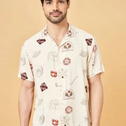 People By Pantaloons Snow White Slim Fit Printed Shirt-image-95
