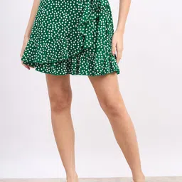 Berrylush Floral Printed High Rise Wrap Skirt-50