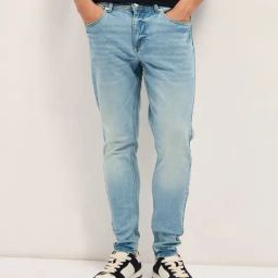 The Bear House Blue Cotton Skinny Fit Solid Jeans-image-70