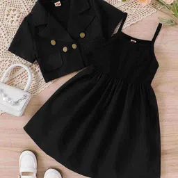 LULU & SKY Girls Pure Cotton A-Line Dress With Jacket-image-89