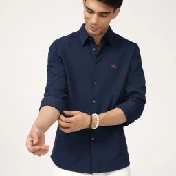 Andamen Navy Cotton Regular Solid Shirt-picture-41