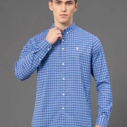 Red Tape Blue Regular Fit Checks Shirt-image-59