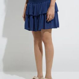 Bombay Paisley by Westside Navy Tiered High-Rise Cotton-Blend Skirt-image-84