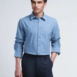 Rare Rabbit Blue Relaxed Fit Stripes Shirt-image-39