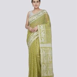 Pinkloom Green Cotton Woven Saree-picture-48