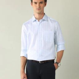 Ad By Arvind Blue Cotton Regular Fit Striped Shirt-picture-43