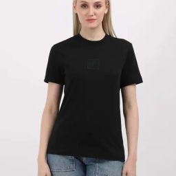 CALVIN KLEIN JEANS Black Cotton Plain T-Shirt-image-91