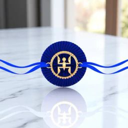 P.C. Chandra Jewellers 14KT Yellow Gold Swastik Rakhi for Men ¿ 0.45g Rakhi with Royal Blue Thread-image-42