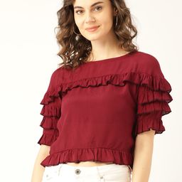 Marc Loire Women Maroon Solid Top-image-23