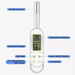 VCK 2 in 1 Digital Temperature Humidity Meter Handheld Min/Max Value, Data Hold C/F Digital Psychrometer for Industry, Agriculture image 3