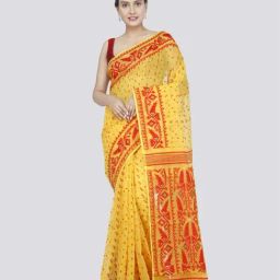 Pinkloom Yellow & Red Cotton Woven Saree-image-54