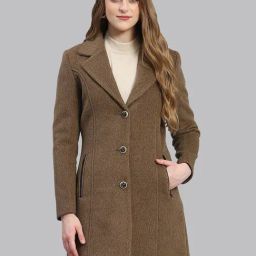 Monte Carlo Khaki Wool Textured Coat-image-77
