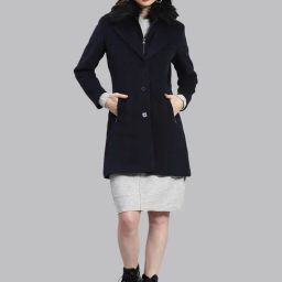 Monte Carlo Navy Wool Regular Fit Coat-image-85