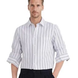 Rare Rabbit White Regular Fit Stripes Shirt-image-48