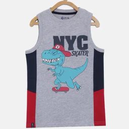 3PIN Boys Grey Cotton Printed T-Shirt-picture-30