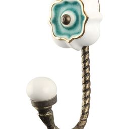 IndianShelf Sea Green & White Printed Ceramic Wall Mounted Key Hooks-image-18