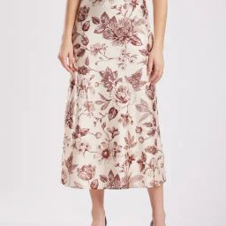Fablestreet Beige Floral Print Skirt-image-20