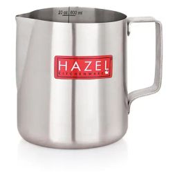HAZEL Stainless Steel Spill Proof Tea Coffee Milk Frothing Pitcher Serving Pot with Handle (600 ML)-11
