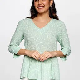 AND Women Green Printed Peplum Top-picture-45