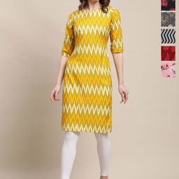 7Threads Women Pack Of 6 Printed Thread Work Floral Crepe Kurta-image-76