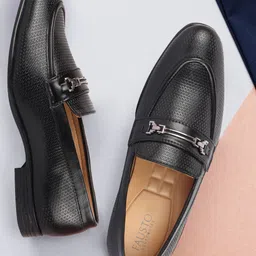 FAUSTO Men Textured Formal Loafers-image-50