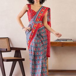 Anouk Rustic Ready to Wear Ikat Saree-picture-12