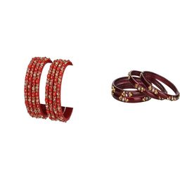 SOMIL Set Of 12 Alloy Artificial Stones & Beads Bangles-picture-43
