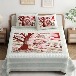 JAIPUR PRIME Magnet Beige Ethnic Motifs 180 TC Pure Cotton King Bedsheet Set 1.08m x 1 m-image-17