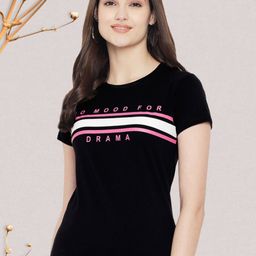 Dreambe Women Typography Printed Round Neck Short Sleeve Pure Cotton Casual T-Shirt-picture-3