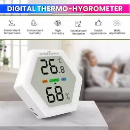 amiciSense Digital Hygrometer Thermometer 1.5 sec Sampling Rate LCD Screen Display AAA Battery image 2