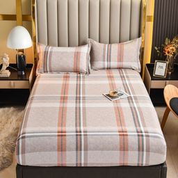 JC HOME Beige & Brown Single Bedsheet with 1 Pillow Covers-image-76