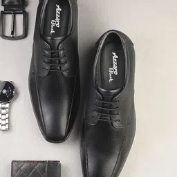 Azzaro Black Men Genuine Leather Formal Derby Shoes-image-88