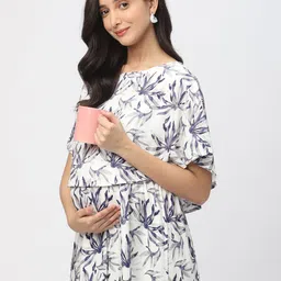 Mystere Paris Floral Print Kimono Sleeve Maternity A-Line Maxi Dress-picture-34