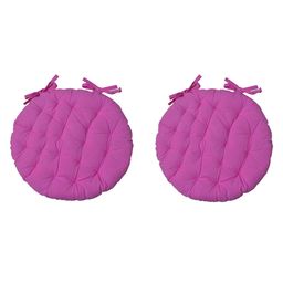 Angel Mommy Ultra Soft Round Twill Dining Chair Sofa Floor Seat & Back Cushions with Ties Set Of 2 - Rose Pink-15