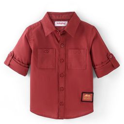 Babyhug 100% Cotton Woven Full Sleeves Solid Shirt - Red-image-46