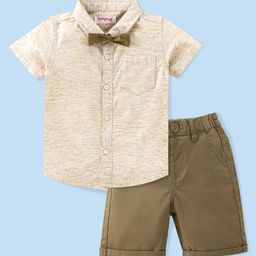 Babyhug 100%  Cotton Woven Half Sleeves Shirts and Shorts Set - Green-picture-13