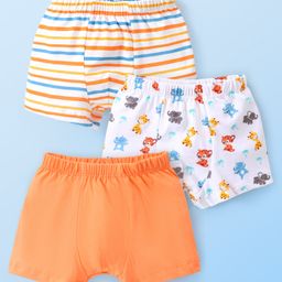 Babyhug 100% Cotton Trunk with Stripes & Animal Print Pack Of 3 - Multicolor-image-86