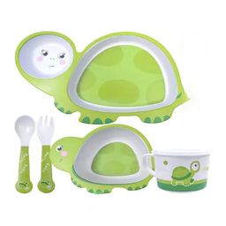 ARCADE TOYS Turtle Shape Bamboo Multi Piece Feeding Set for Kids(Set of 5) - Multicolour-3