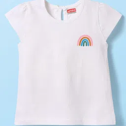 Babyhug Cotton Knit Half Sleeves T-Shirt With Rainbow Print - White-picture-41