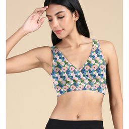 &Circus Modal Floral Printed Maternity Bra With Nursing Access - Blue-image-27