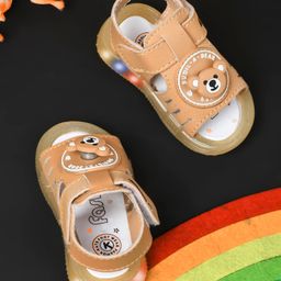 KATS Bear Applique Detailed LED Sandals With Velcro Closure - Beige-image-51