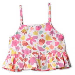 Nautinati Cotton Sleeveless Floral Printed Top - Pink-picture-24