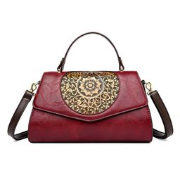 SYGA Women Elegant Retro Handbag Large Capacity Cover-Style Shoulder Bag (Burgundy)-picture-37