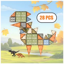 NEGOCIO 28 Pieces Magnetic Tiles Building Blocks for Kids | STEM Toy- PACK OF 1- COLOR MAY VARY-31