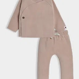 Mi Arcus Knit Full Sleeves Solid Wrapover Style Tee & Pajama Set - Light Peach-picture-42