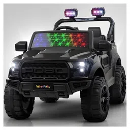 TodFod Battery Operated Ride-On Jeep for Kids 12V Rechargeable Big Size Electric Car Jeep with Music, Lights, Remote Control, Swing Mode, Safety Seat Belt - Dark Black-picture-30