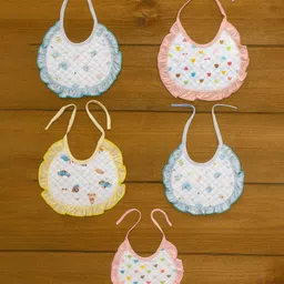 Badal Kidz Premium Imported Knot Frill Baby Bibs - Super Soft, Large Size, Cute Designs (Set of 5)-picture-44