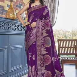 SHOP DROP Ethnic Motifs Woven Design Zari Pure Silk Banarasi Saree-image-84