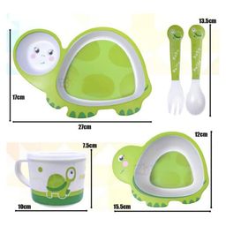 ARCADE TOYS Turtle Shape Bamboo Multi Piece Feeding Set for Kids(Set of 5) - Multicolour image 3