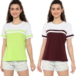 DEEPMAYRA COLLECTION Women 2 Colourblocked T-shirt-image-32